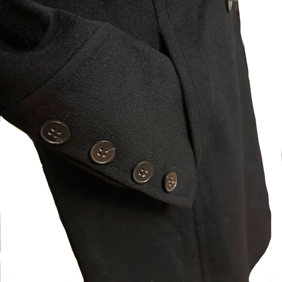 Theory Luxury Black Wool Angora Cashmere Double Breasted Coat S USA Early Y2K - Picture 8 of 11